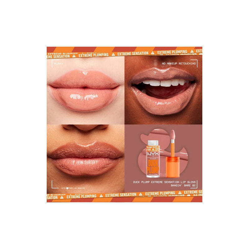 Brillo De Labios Con Efecto Plump, Duck Plump, Nyx Cosmetics Color 02 Bangin Bare