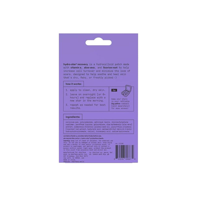 Starface Hydro-star Patches Recovery Morado Momento De Aplicación Día/noche Tipo De Piel Mixta