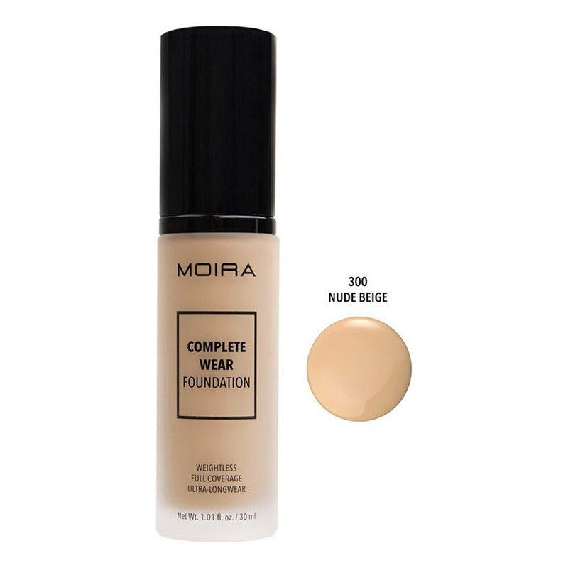 Base De Maquillaje Líquida Moira Complete Wear Foundation 300 Nude Beige - 30ml